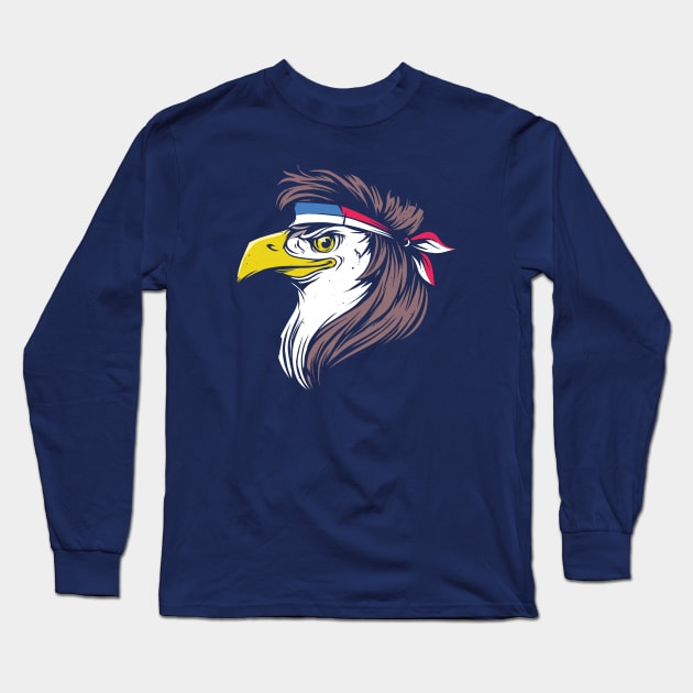 Bald Eagle with Mullet // Funny America Freedom 4th of July Long Sleeve T-Shirt by SLAG_Creative